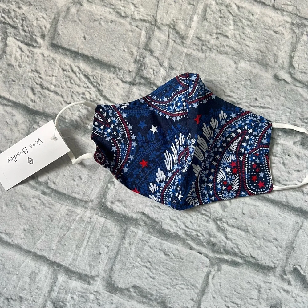 NWT Vera Bradley Patriotic Star Paisley Print Face Mask